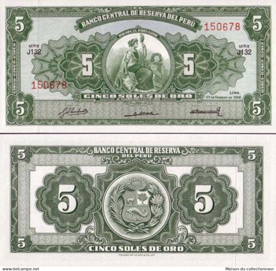 Billets De Banque Perou Pk N° 83 - 5 Soles - Perù