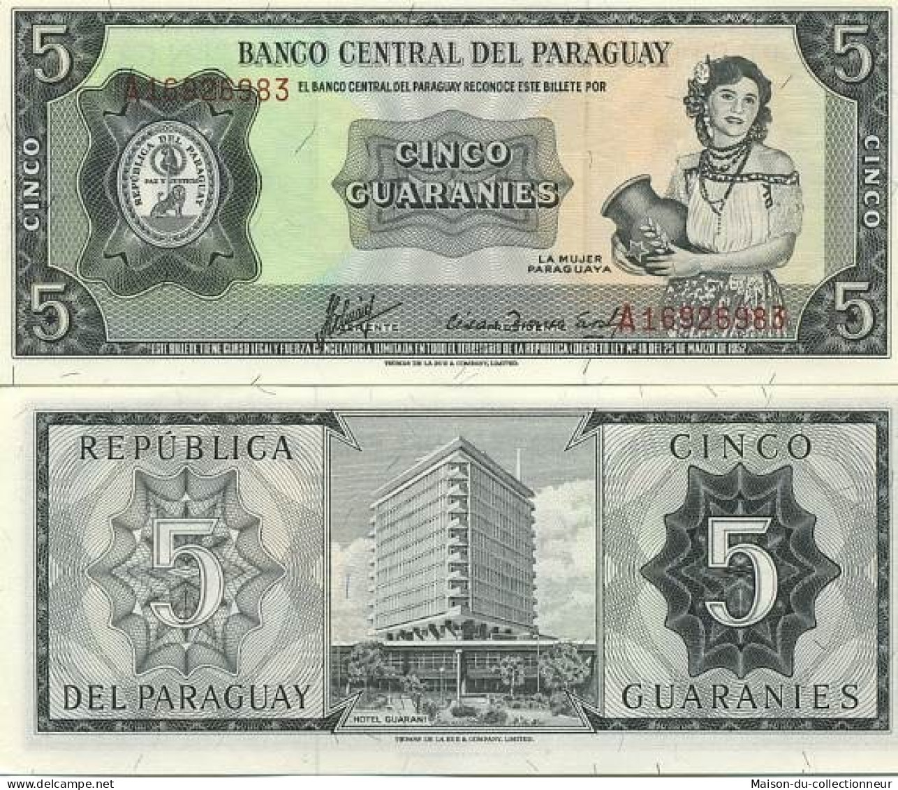 Billet De Banque Paraguay Pk N° 195 - 5 Guaranis - Paraguay
