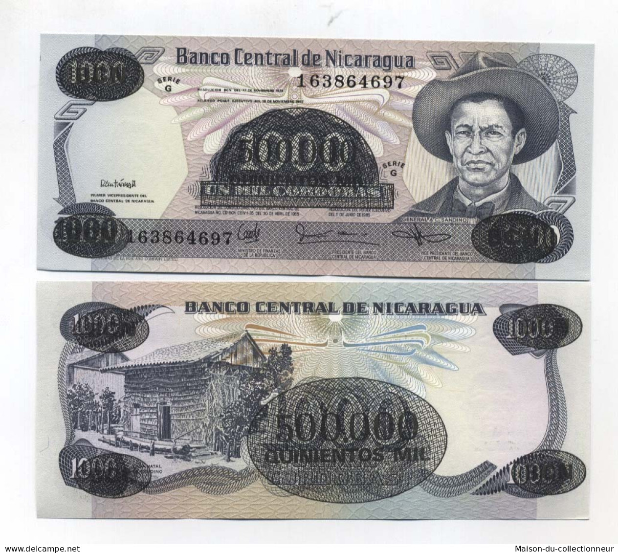 Billets Collection Nicaragua Pk N° 150 - 500000 Sur 1000 Cordoba - Nicaragua