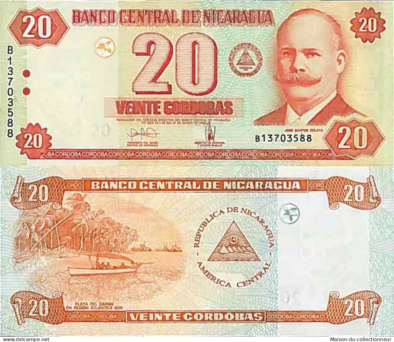 Billet De Banque Collection Nicaragua - PK N° 197 - 20 Cordobas - Nicaragua