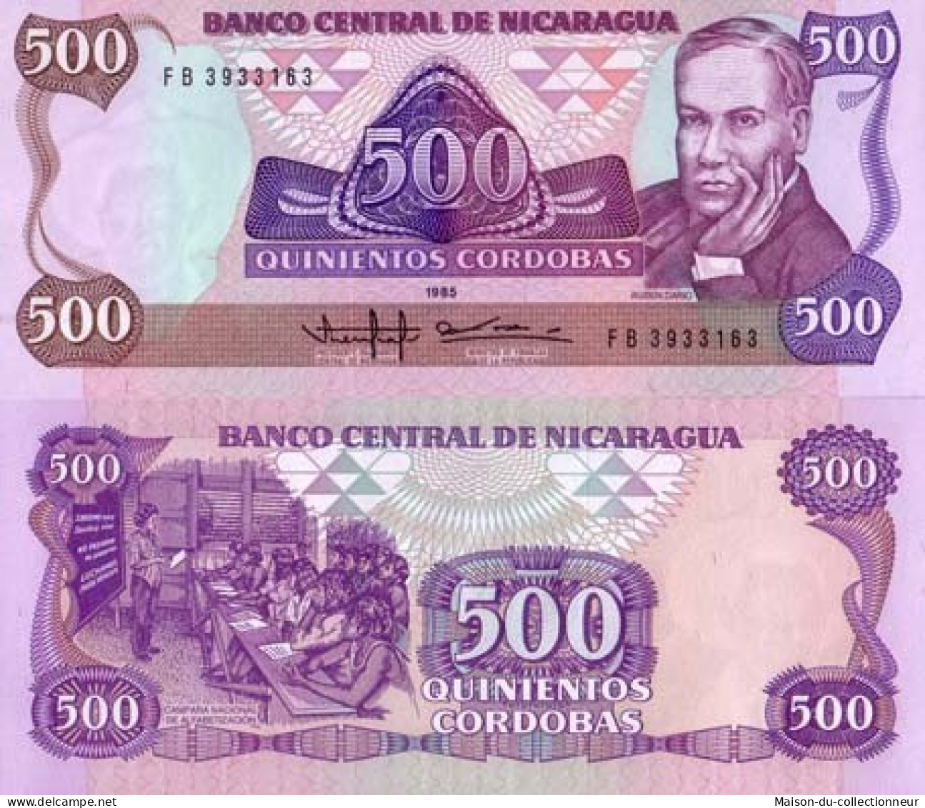 Billet De Collection Nicaragua Pk N° 155 - 500 Cordobas - Nicaragua