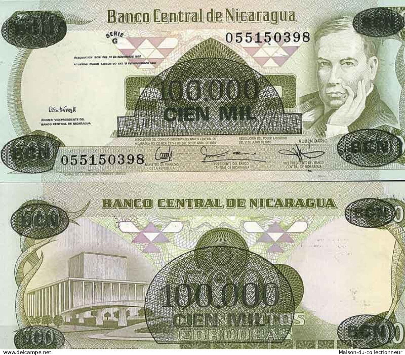 Nicaragua - Pk N° 149 - Billet De Banque De 100000 Sur 500 Cordobas - Nicaragua