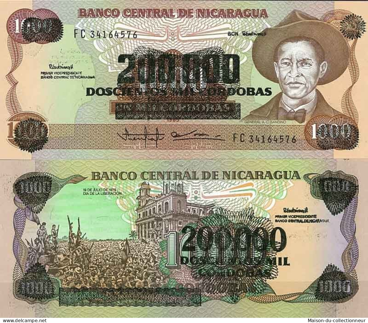 Nicaragua - Pk N° 162 - Billet De Banque De 200000 Sur 1000 Cordobas - Nicaragua