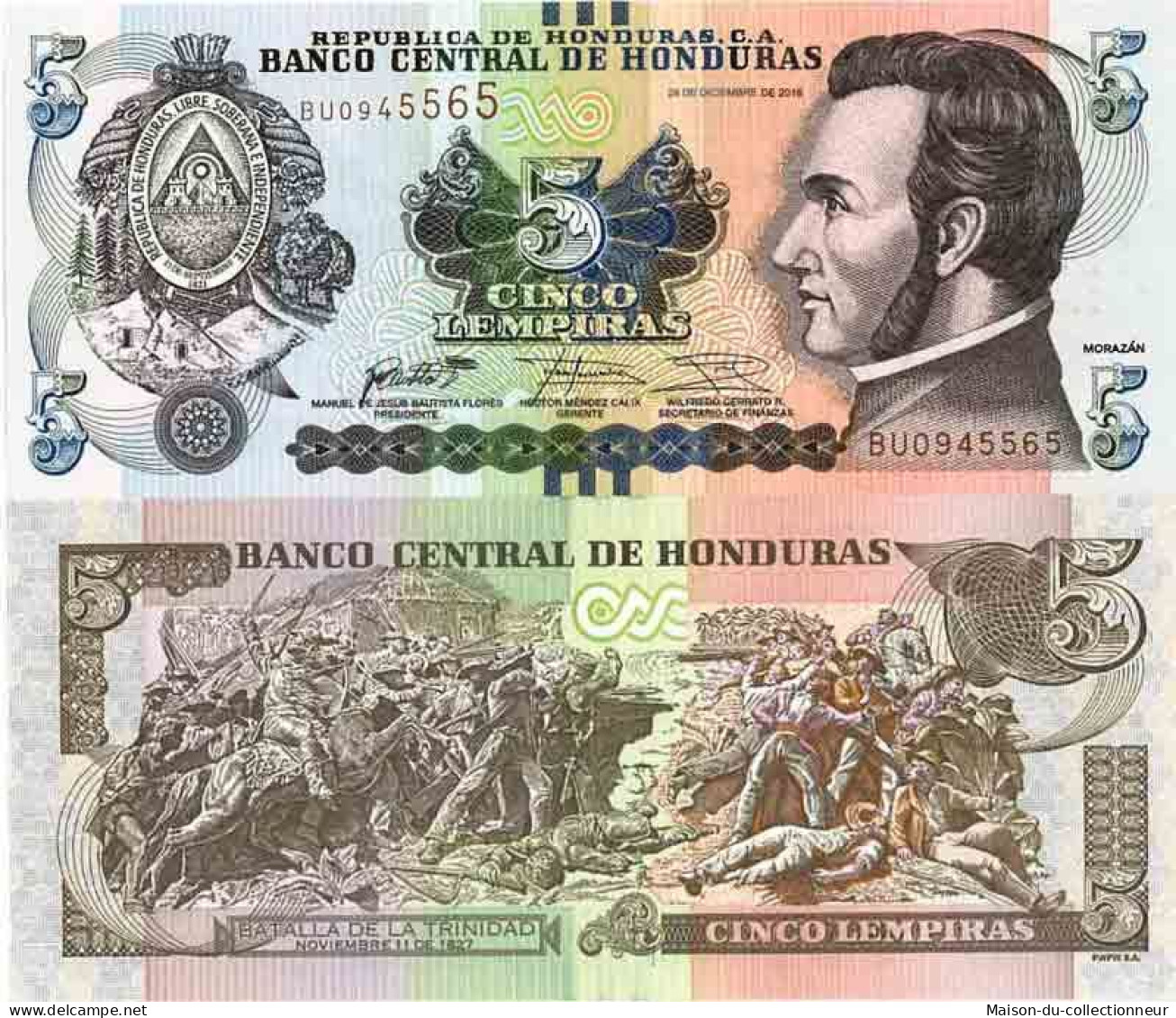 Billet De Banque Collection Honduras - PK N° 98 - 5 Lempiras - Honduras