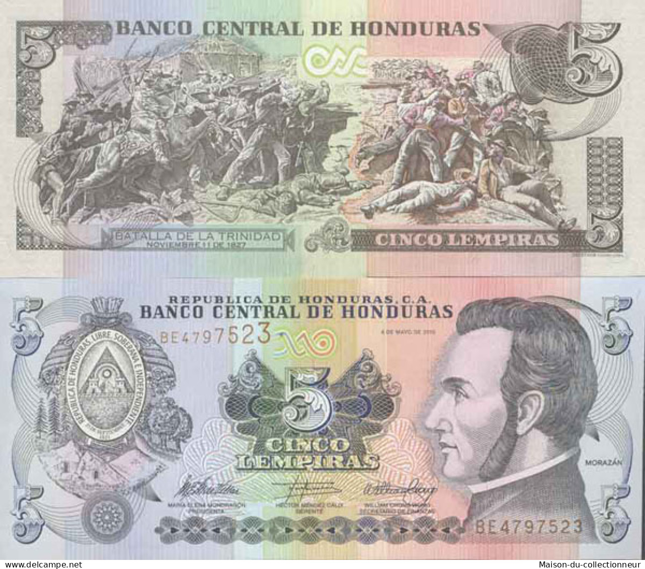 Billet De Banque Collection Honduras - PK N° 91C - 5 Lempiras - Honduras