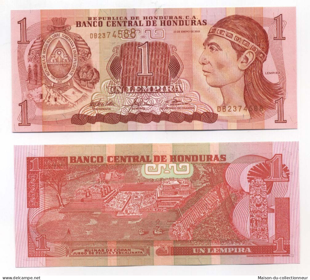 Billets Collection Honduras Pk N° 84 - 1 Lempira - Honduras