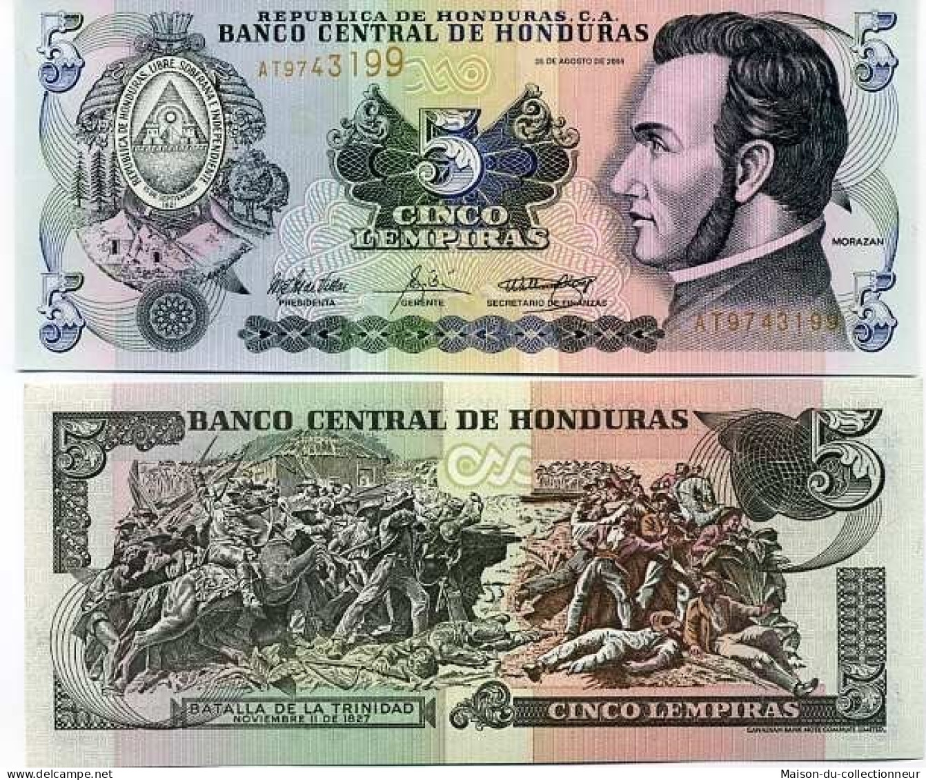 Billets Banque Honduras Pk N° 85 - 5 Lempiras - Honduras