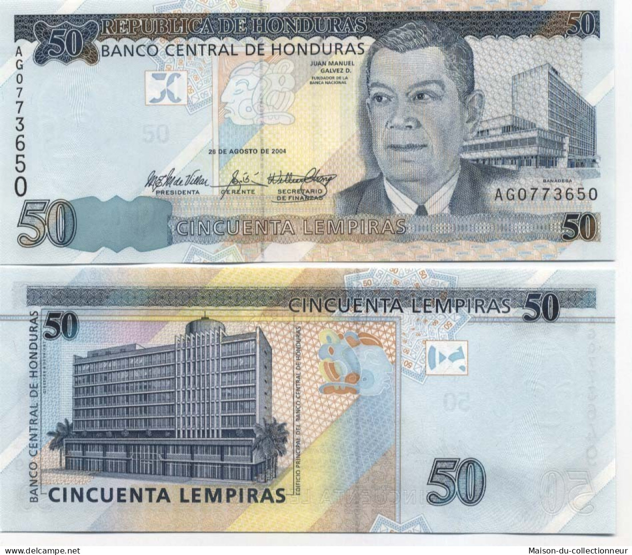 Billet De Collection Honduras Pk N° 88 - 50 Lempiras - Honduras