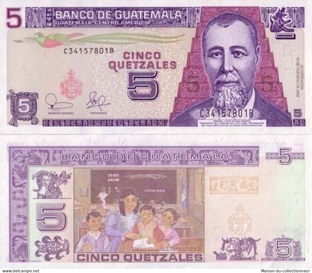 Billet De Banque Guatemala Pk N° 106 - 5 Quetzal - Guatemala