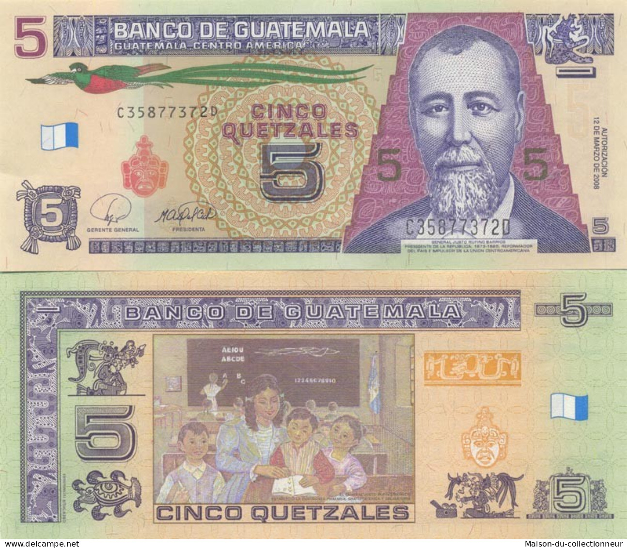 Billets De Banque Guatemala Pk N° 116 - 5 Quetzal - Guatemala