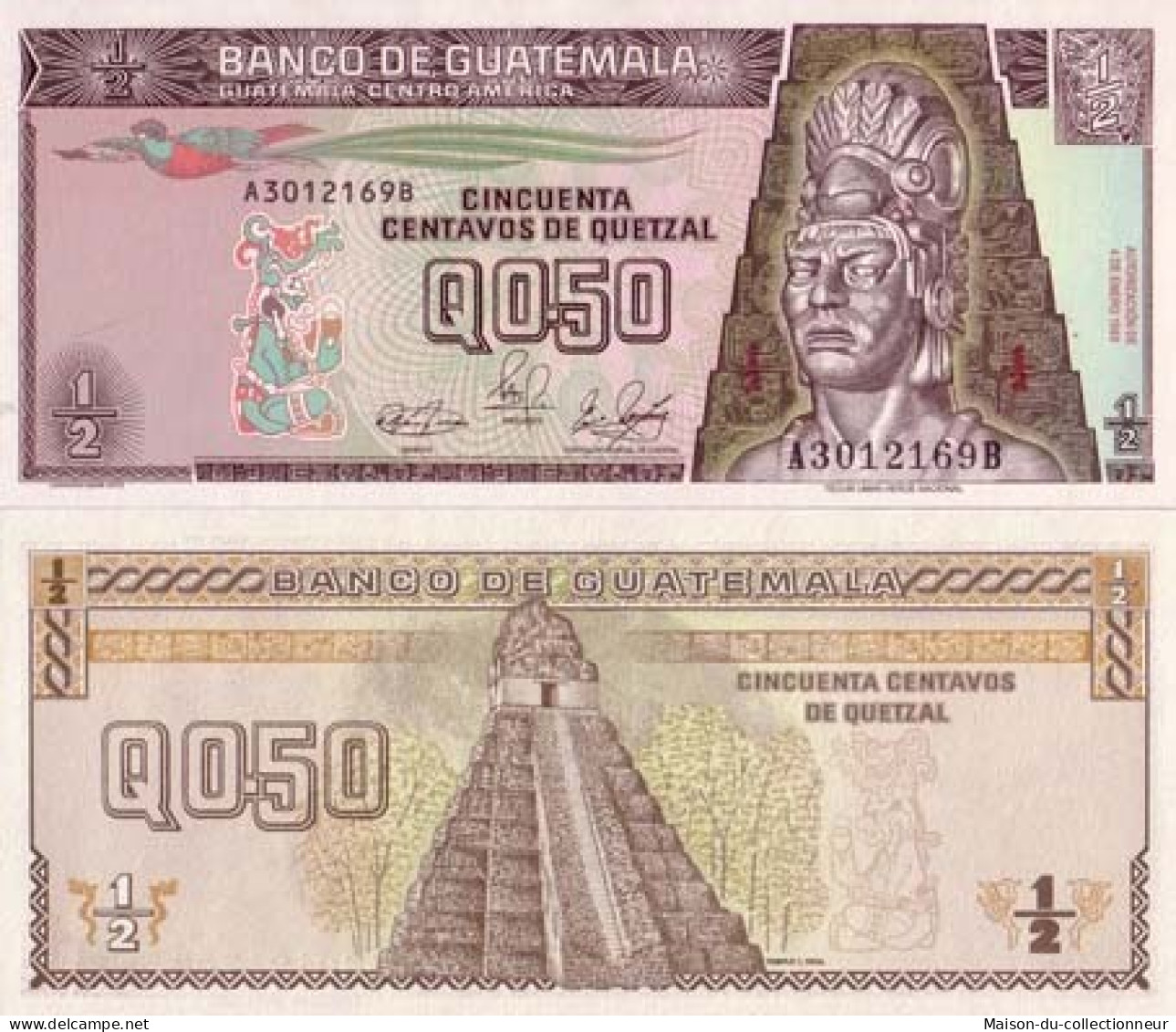 Billet De Collection Guatemala Pk N° 72 - 0,5 Quetzal - Guatemala