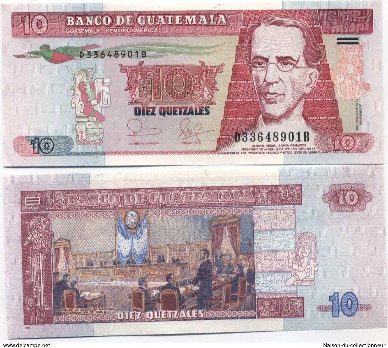 Billet De Collection Guatemala Pk N° 111 - 10 Quetzal - Guatemala