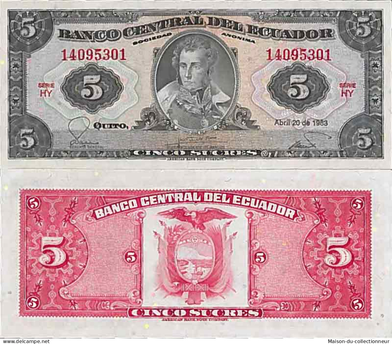 Billet De Banque Collection Equateur - PK N° 108 - 5 Sucres - Equateur