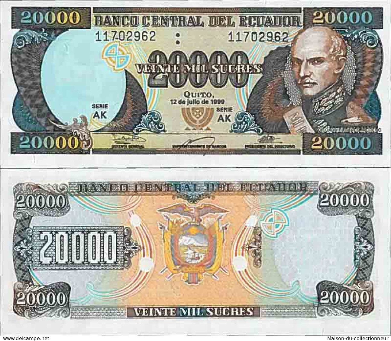 Billet De Banque Collection Equateur - PK N° 129 - 20000 Sucres - Ecuador
