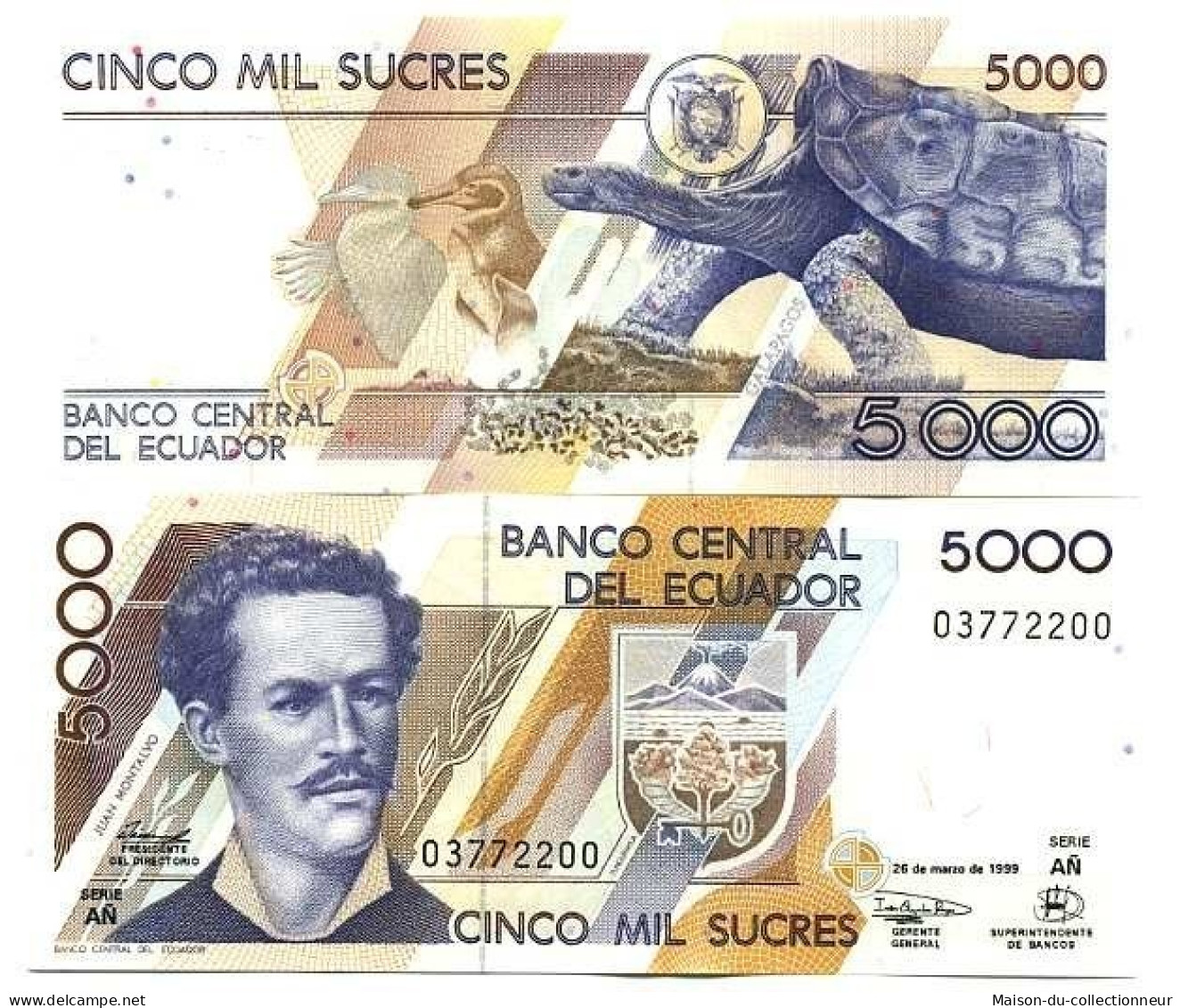 Billets De Banque Equateur Pk N° 128 - 5000 Sucres - Ecuador