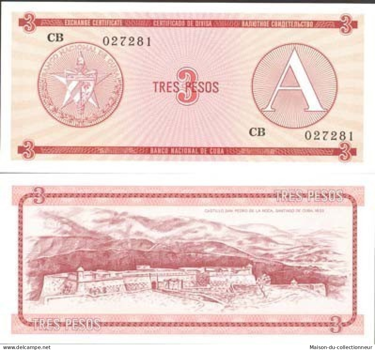 Billets De Banque Cuba Pk N° 2 - 3 Pesos - Cuba