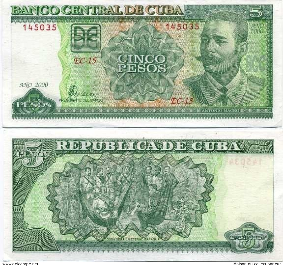 Billets De Banque Cuba Pk N° 116 - 5 Pesos - Cuba