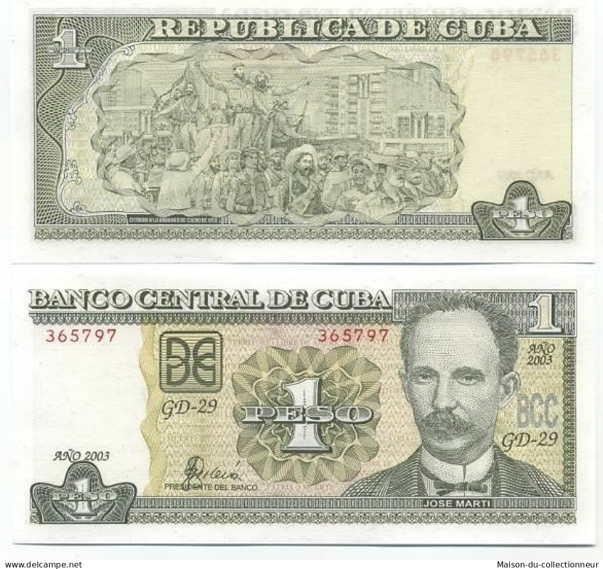 Billets De Banque Cuba Pk N° 121 - 1 Peso - Cuba