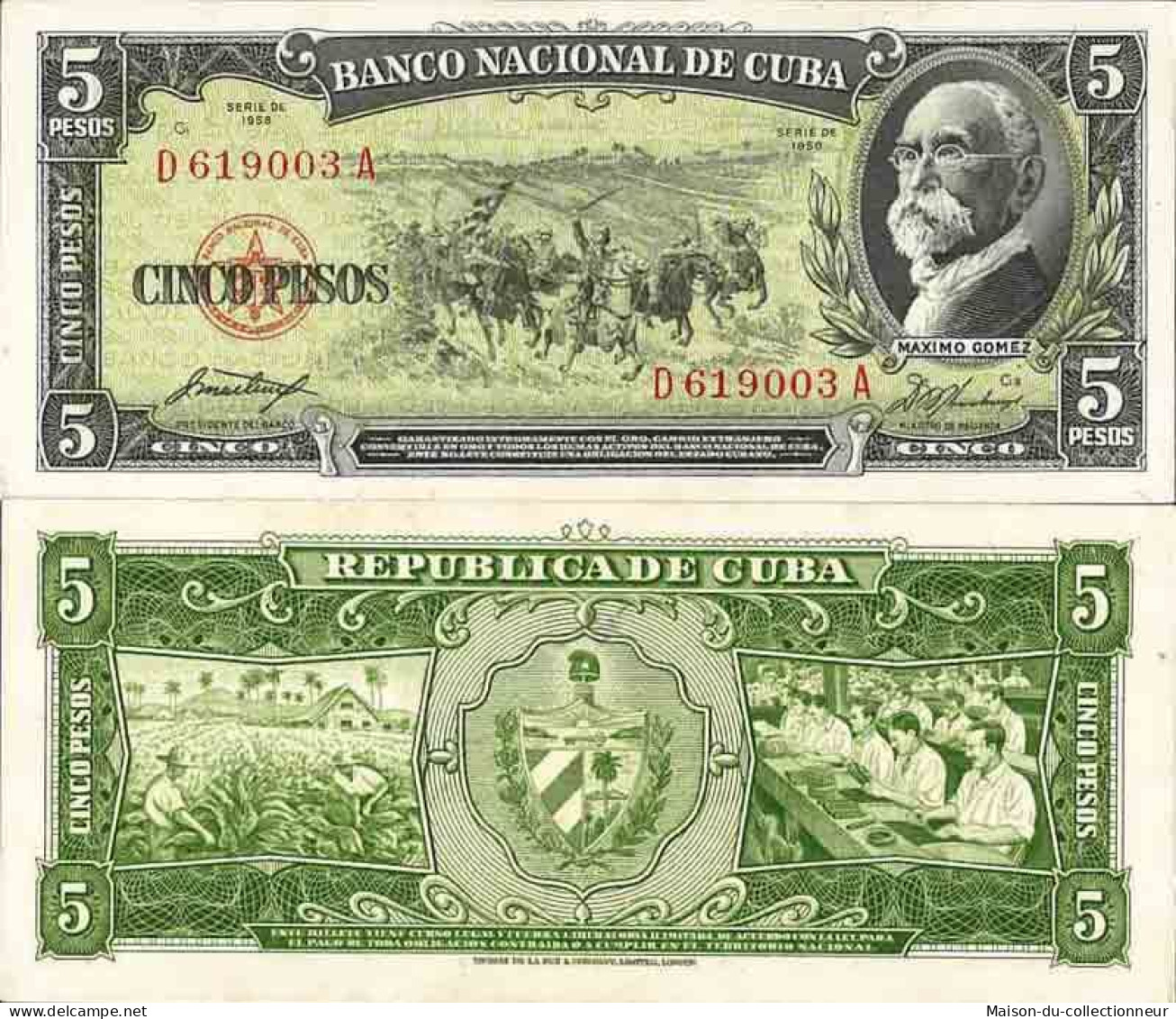 Billet De Banque Collection Cuba - PK N° 91 - 5 Pesos - Cuba