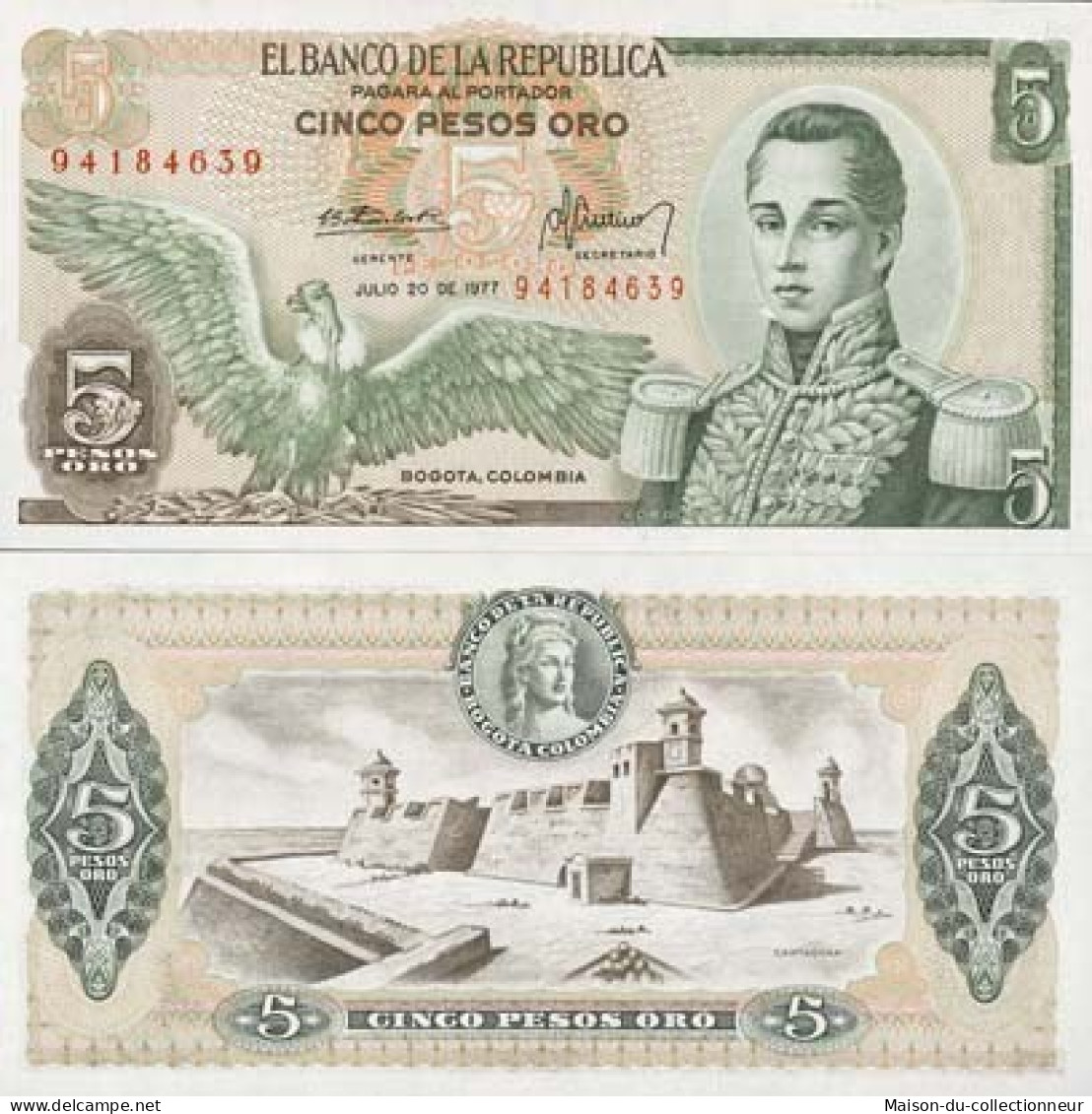 Billet De Banque Colombie Pk N° 406 - 5 Pesos - Colombia