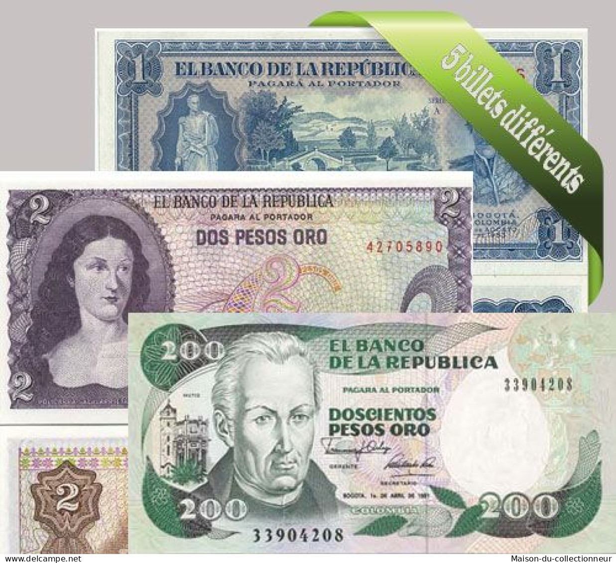 Colombie - Collection De 5 Billets De Banque Tous Différents. - Colombie