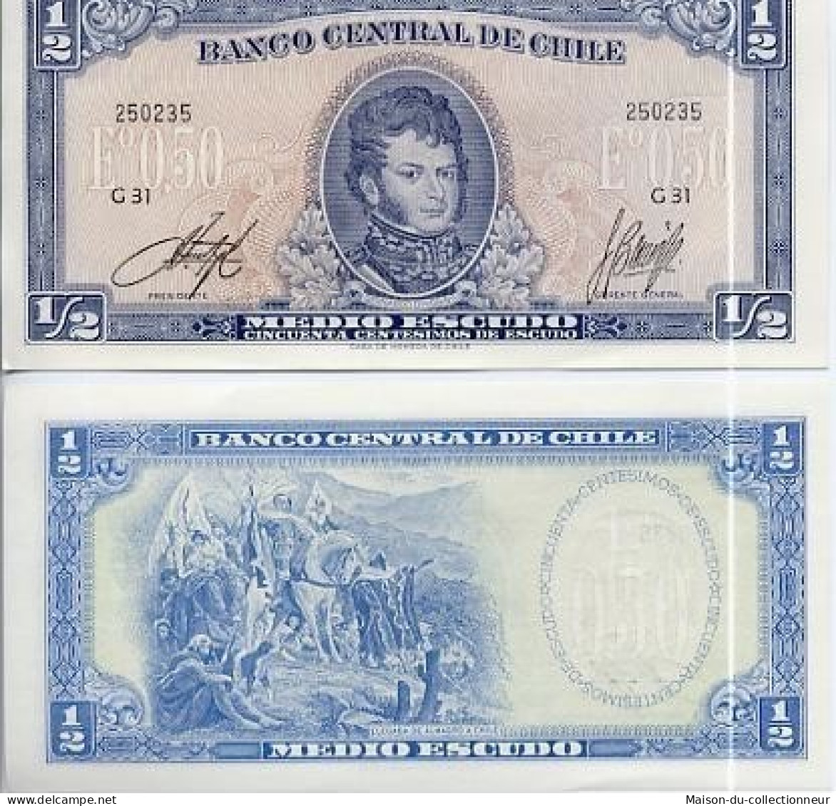 Billet De Banque Chili Pk N° 134 - 0,5 Escudo - Chili