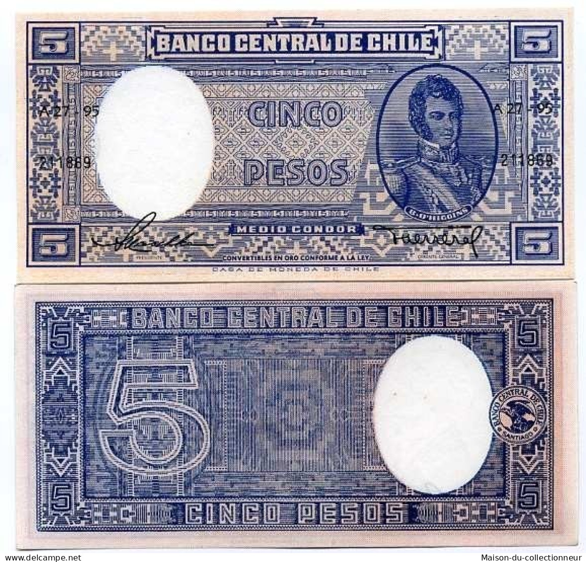 Billet De Banque Chili Pk N° 119 - 5 Pesos - Chile