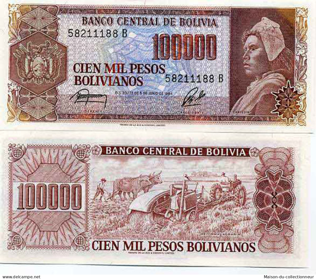 Billet De Banque Collection Bolivie - PK N° 171 - 100000 Pesos - Bolivië