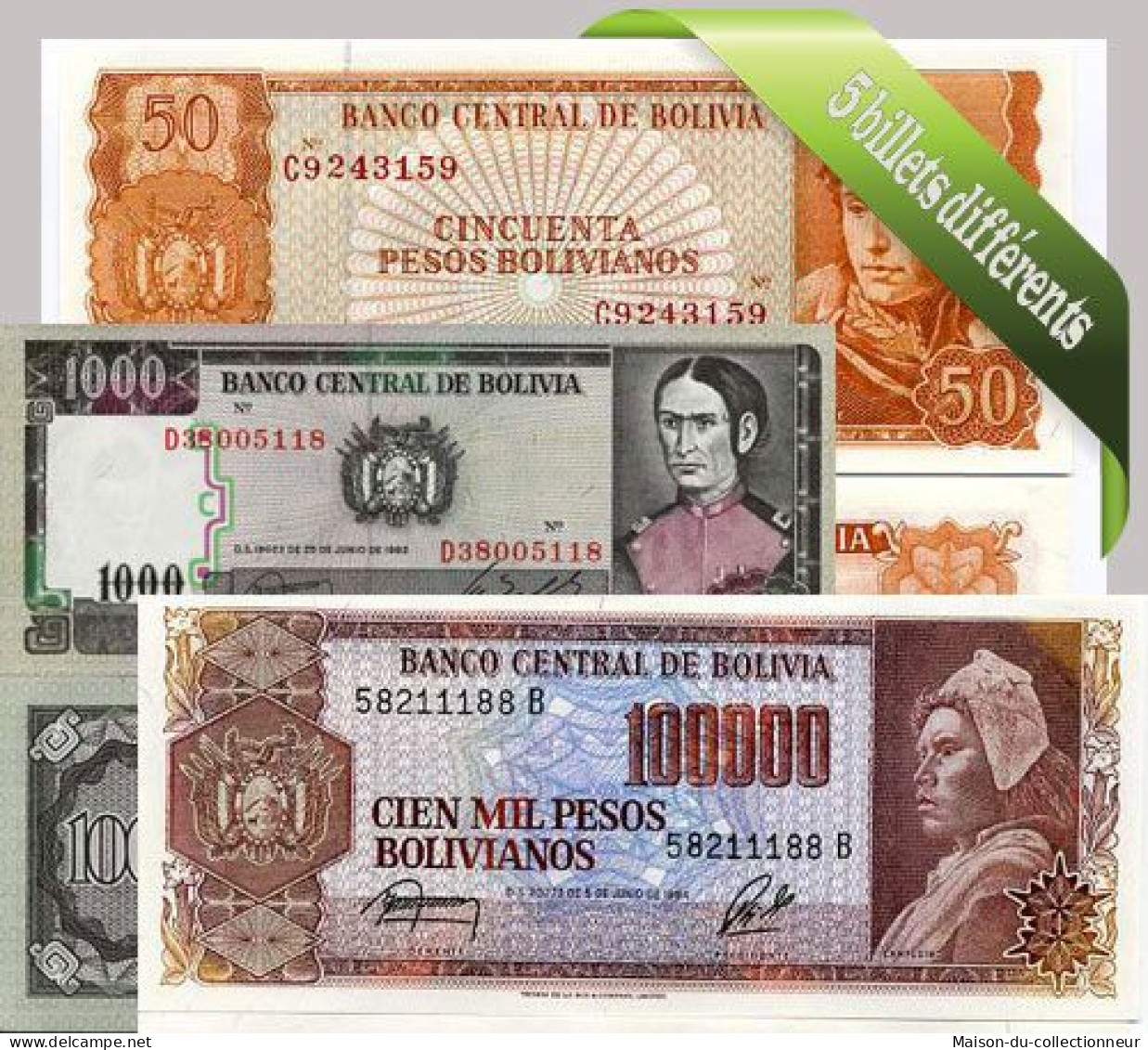 Bolivie - Collection De 5 Billets De Banque Tous Différents. - Bolivia