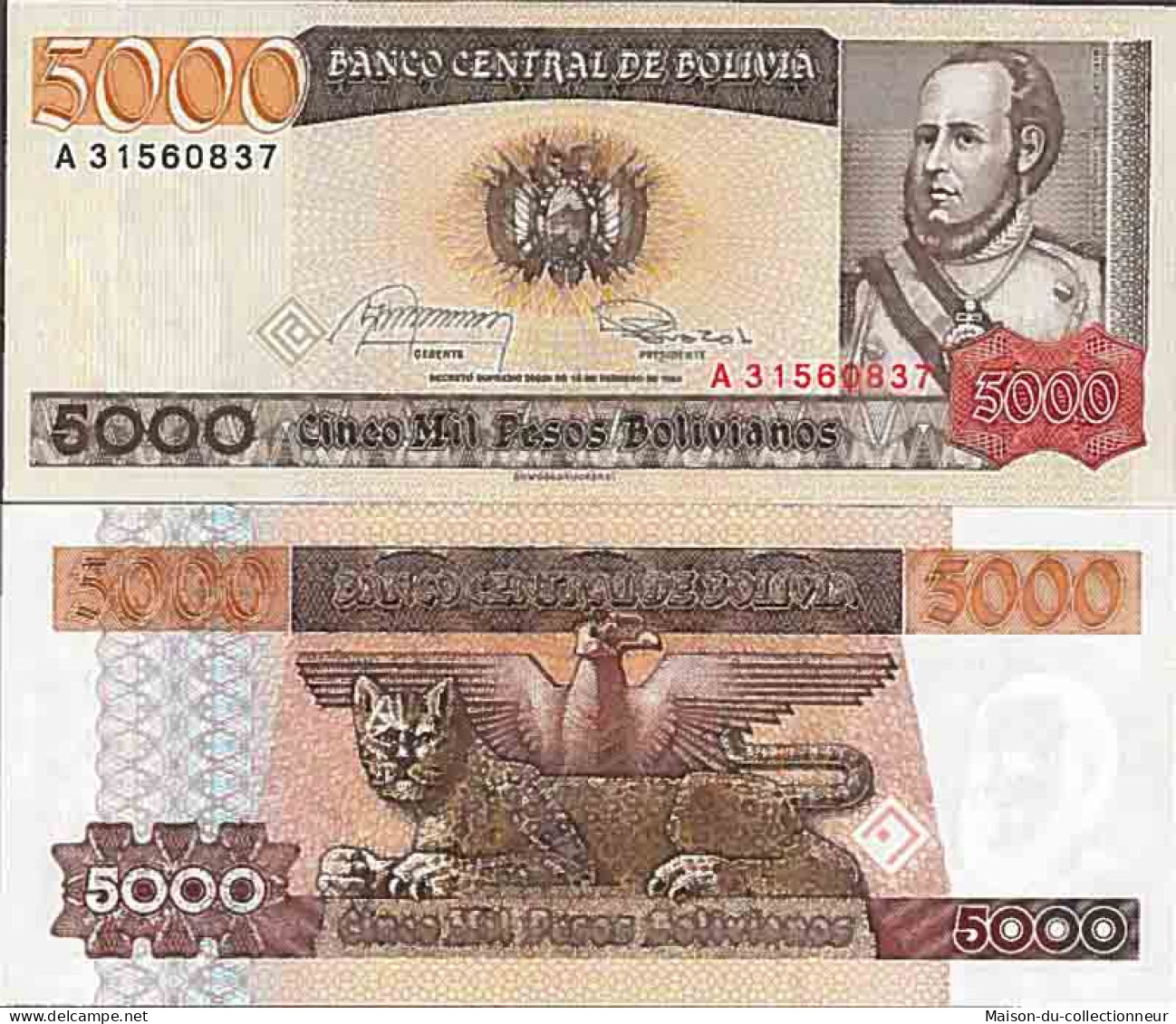 Billet De Banque Collection Bolivie - PK N° 168 - 5000 Pesos - Bolivien