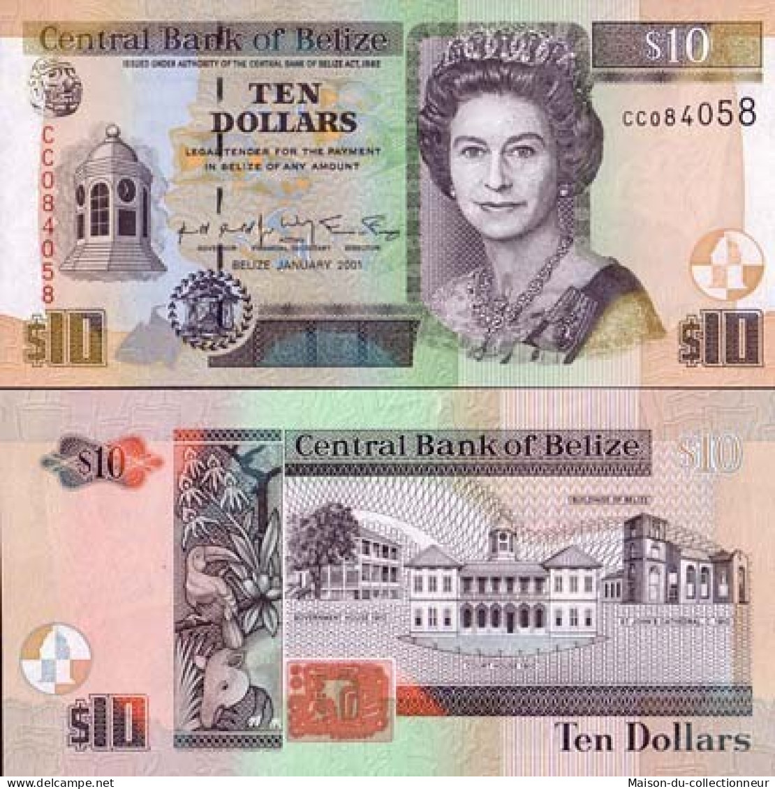 Billet De Collection Belize Pk N° 62 - 10 Dollars - Belize