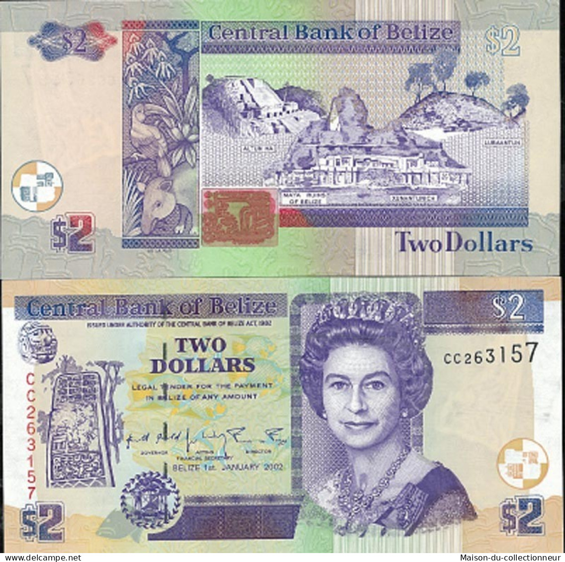 Billets De Collection Belize Pk N° 60 - 2 Dollars - Belize