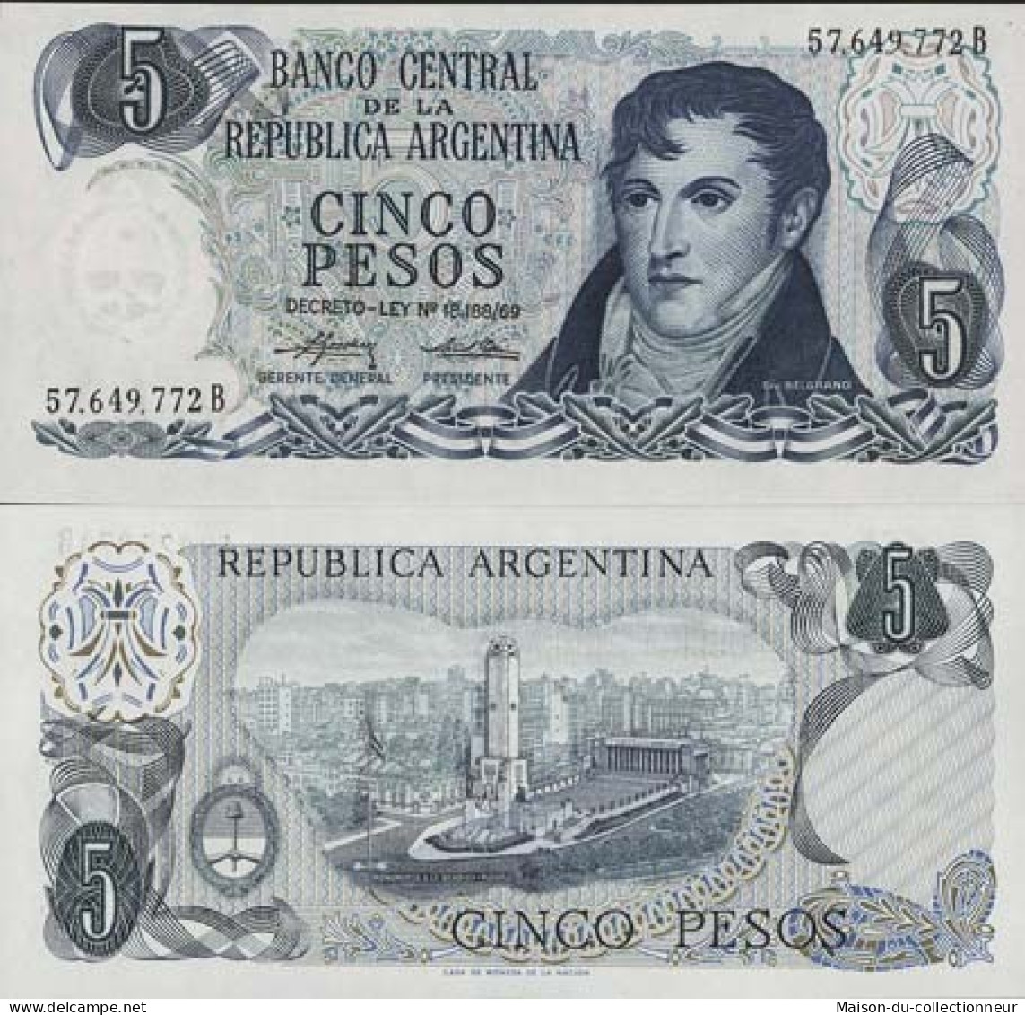 Billet De Banque Argentine Pk N° 294 - 5 Pesos - Argentine