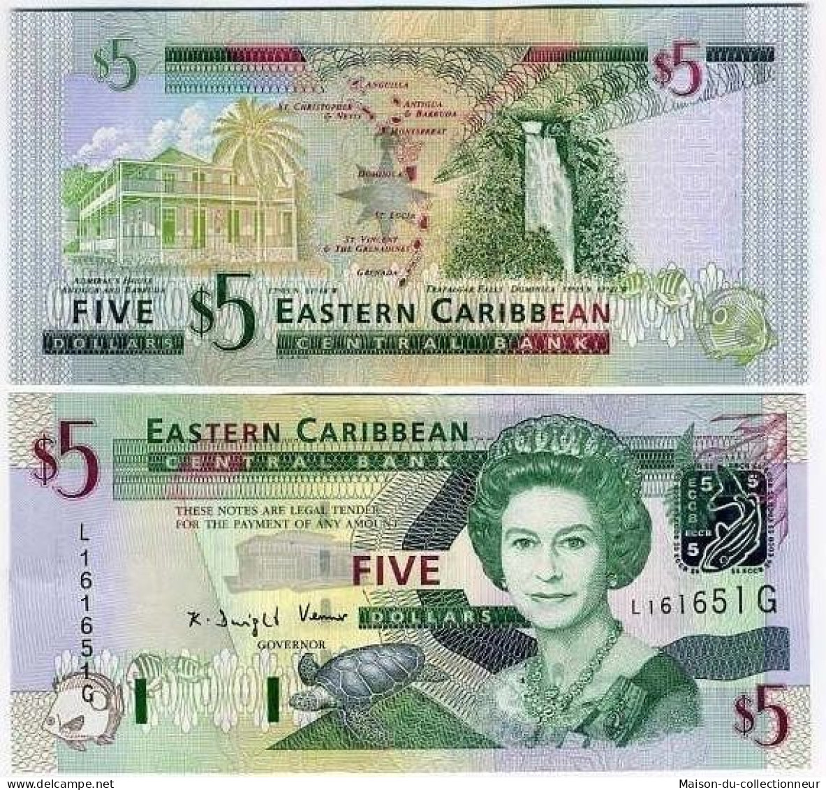 Billets Banque Caraibes Etats De L'est Pk N° 42 - 5 Dollars - Oostelijke Caraïben