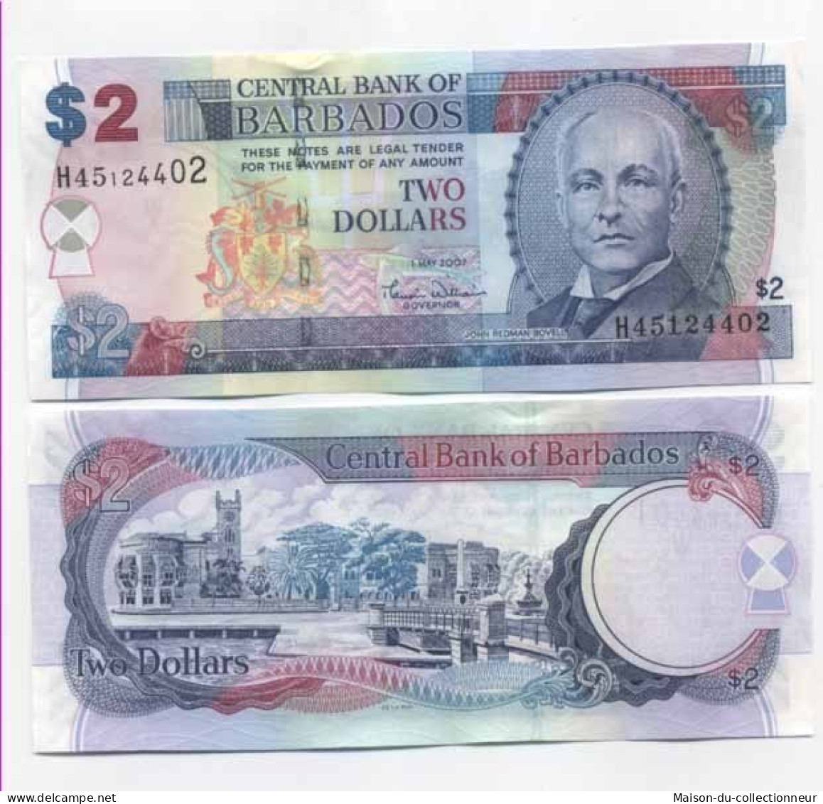 Billet De Collection BARBADE Pk N° 66 - 2 Dollars - Barbados (Barbuda)