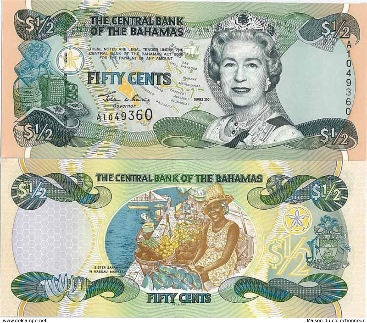 Billet De Banque Bahamas Pk N° 68 - 0,5 Dollar - Bahamas