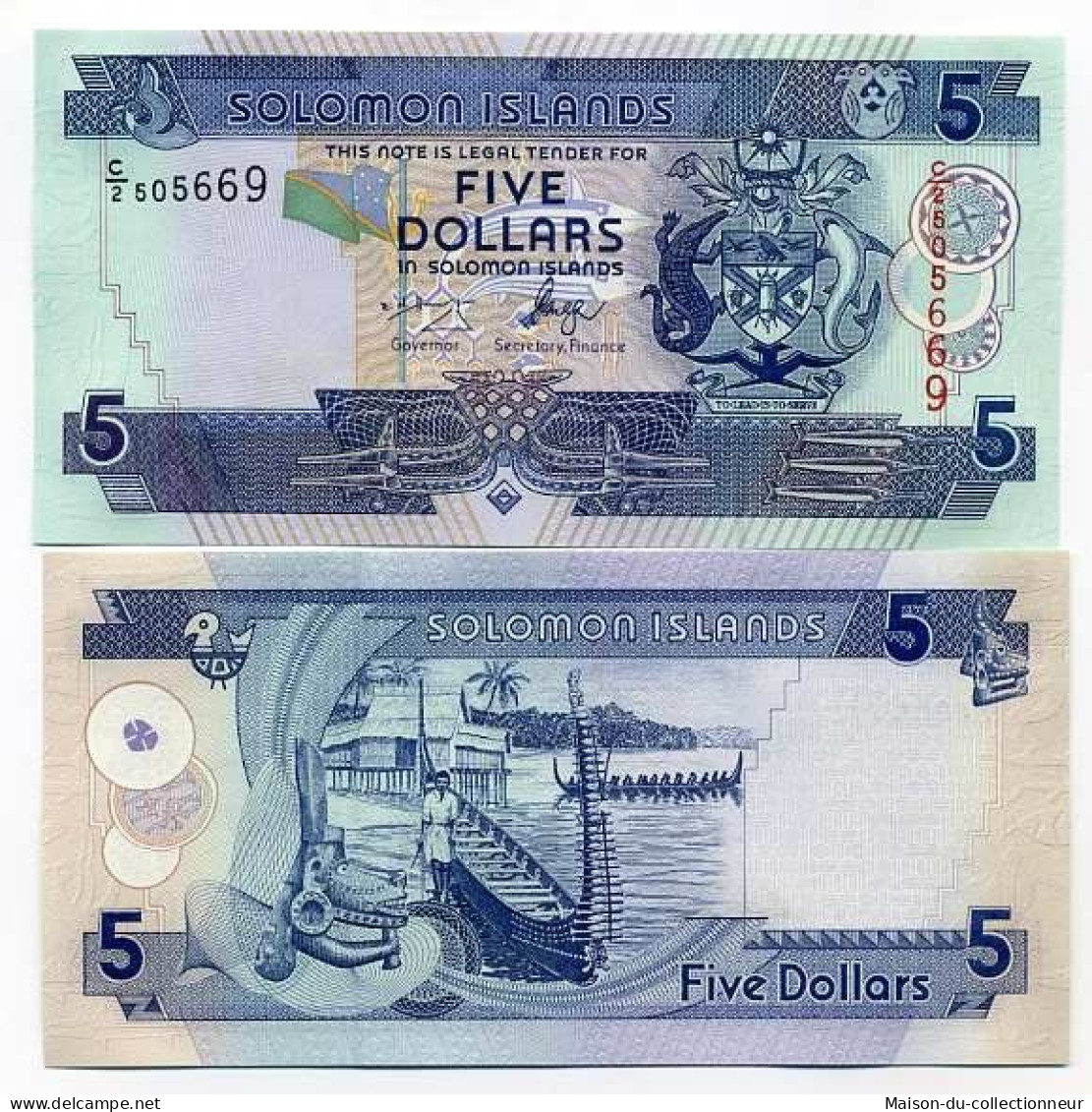 Salomon - Pk N° 26 - Billet De Collection De 5 Dollars - Isla Salomon