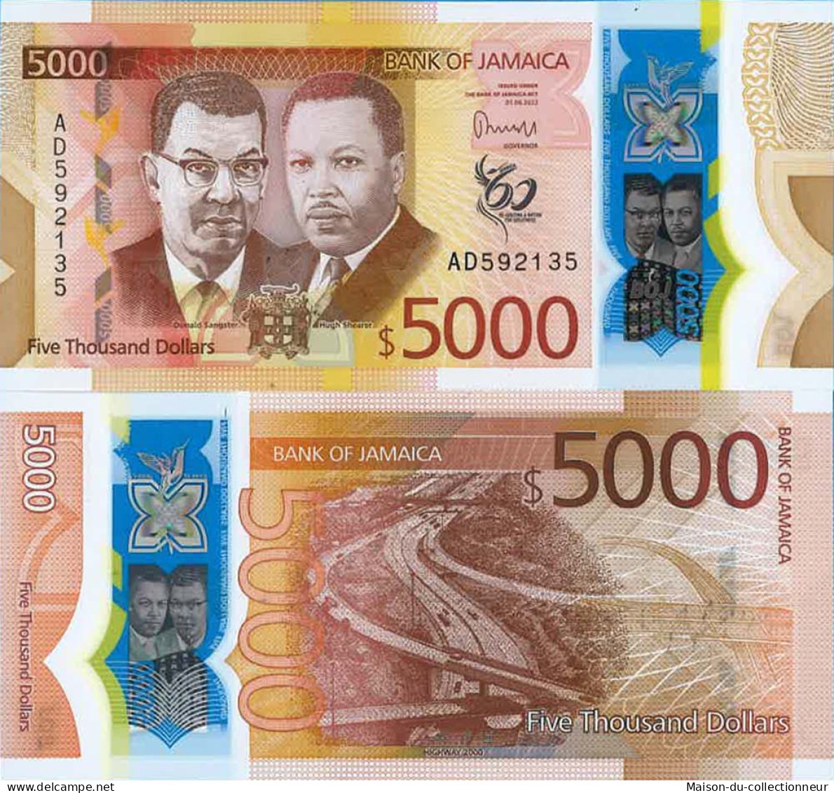 Billet De Banque Collection Jamaïque - W N° 101 - 5 000 Dollars - Jamaique