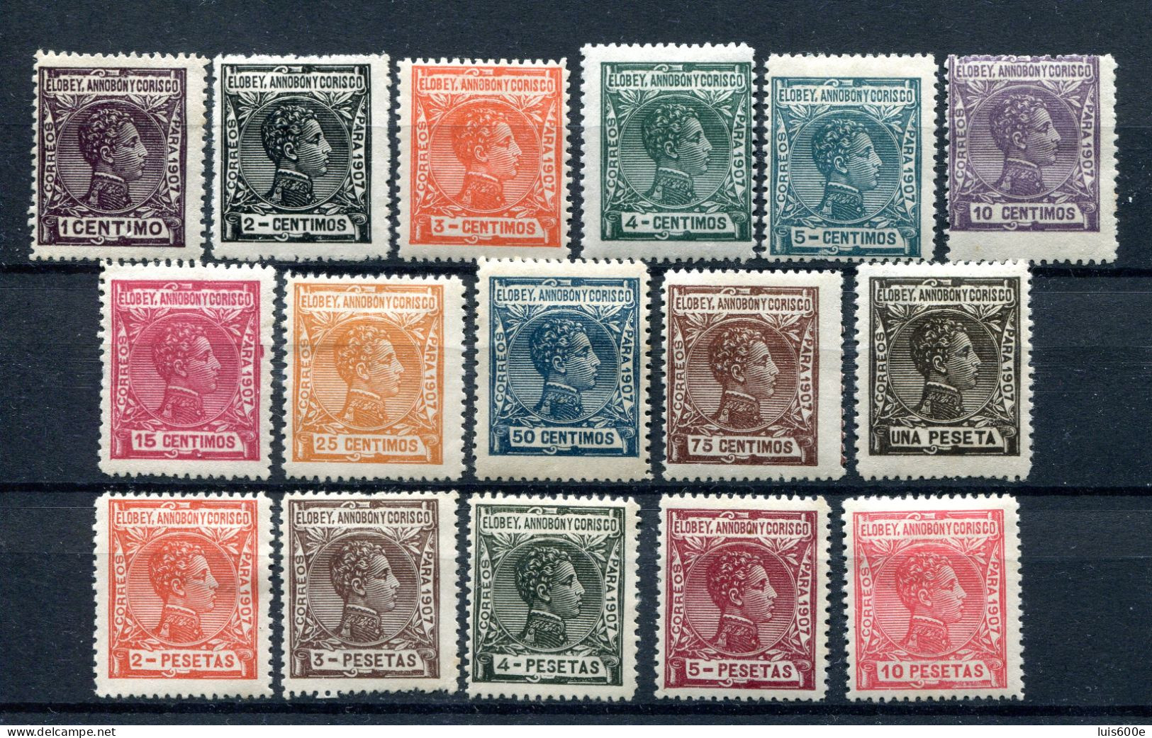 1907.ELOBEY.EDIFIL 35/50*.NUEVOS CON FIJASELLOS(MH).CATALOGO 240€ - Annobon & Corisco