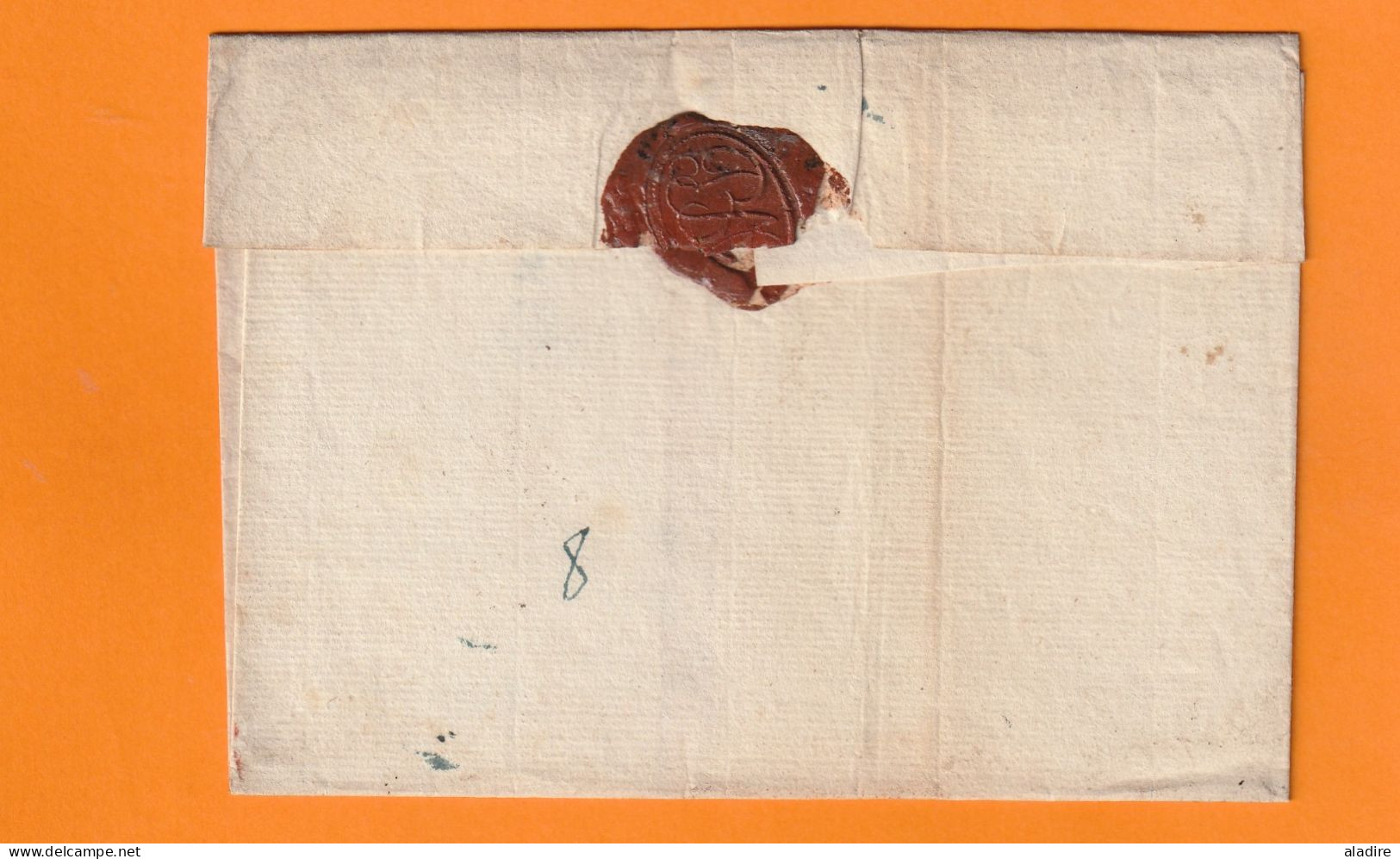 1827 - Marque Postale ATH En Rouge Sur Enveloppe Pliée Vers Rozoy Sur Serre, Aisne - Taxe 20 - Entrée Pays Bas Par Lille - 1815-1830 (Periodo Holandes)