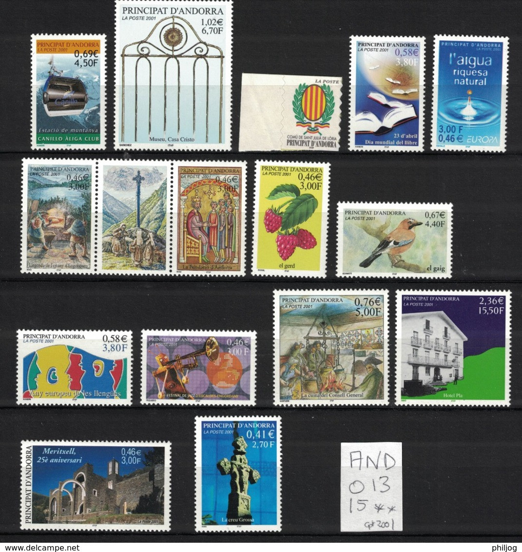 Andorre - French Andorra - Année Complete 2001 ** - MNH Complete Year 2001 - Nuovi