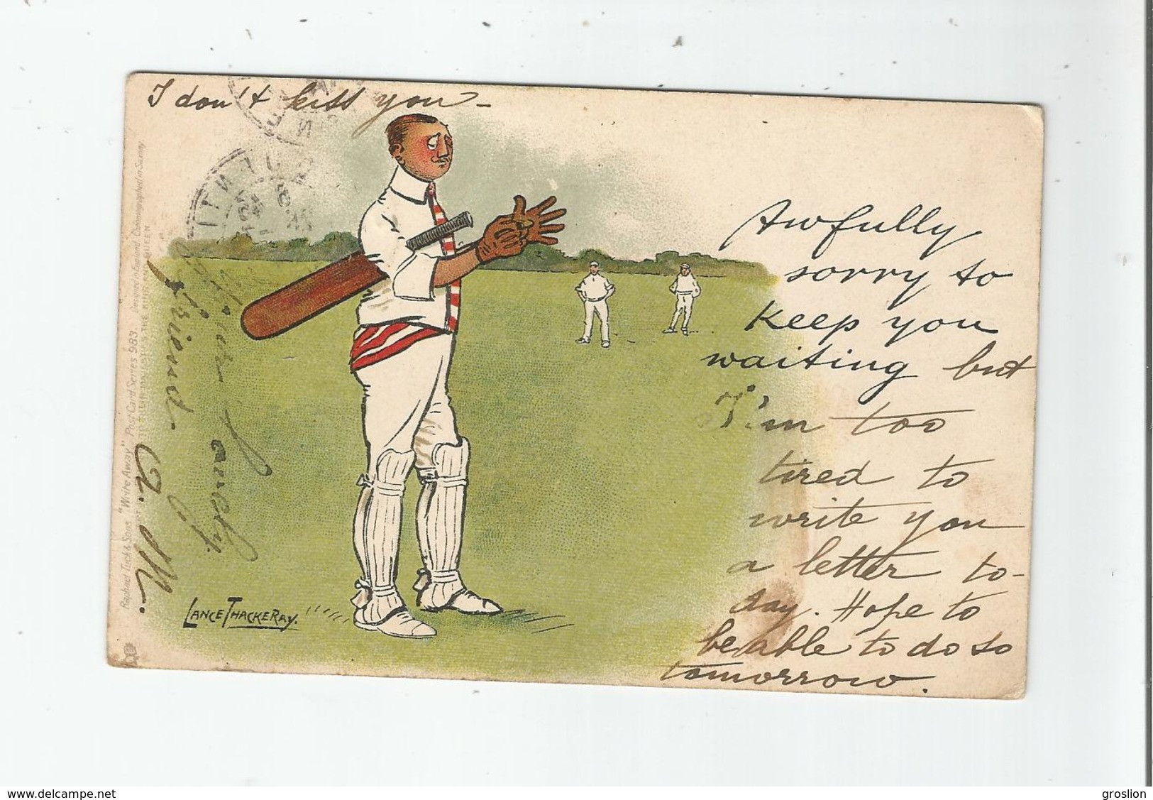 CRICKET ILLUSTRATION LANCE THACKERAY 1904 - Críquet