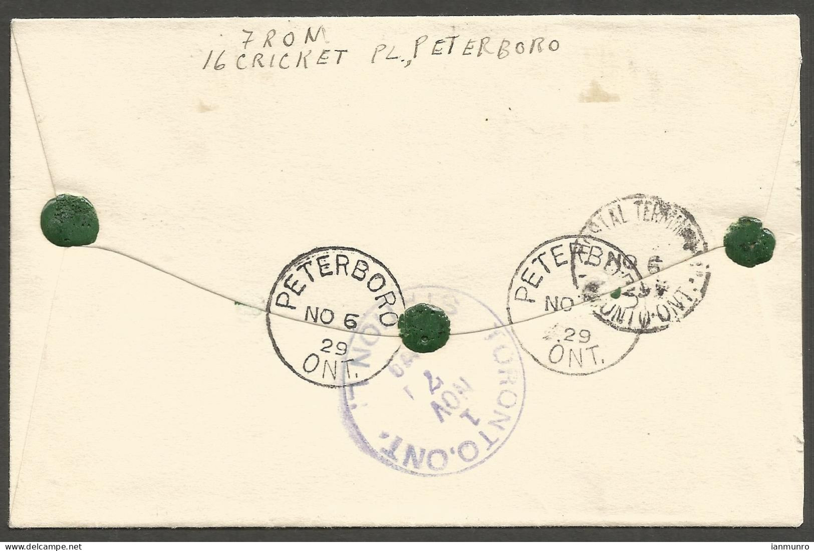1929 Registered Cover 12c Admirals/Scroll CDS Peterborough Ontario To Toronto - Histoire Postale