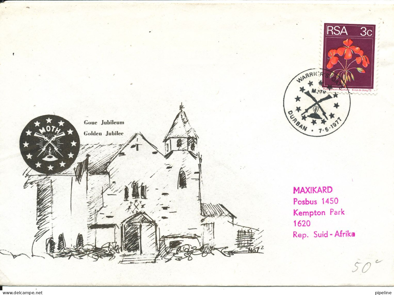 South Africa RSA Cover With Special Postmark And Cachet Warrior's Gate Moth Durban - Covers & Documents