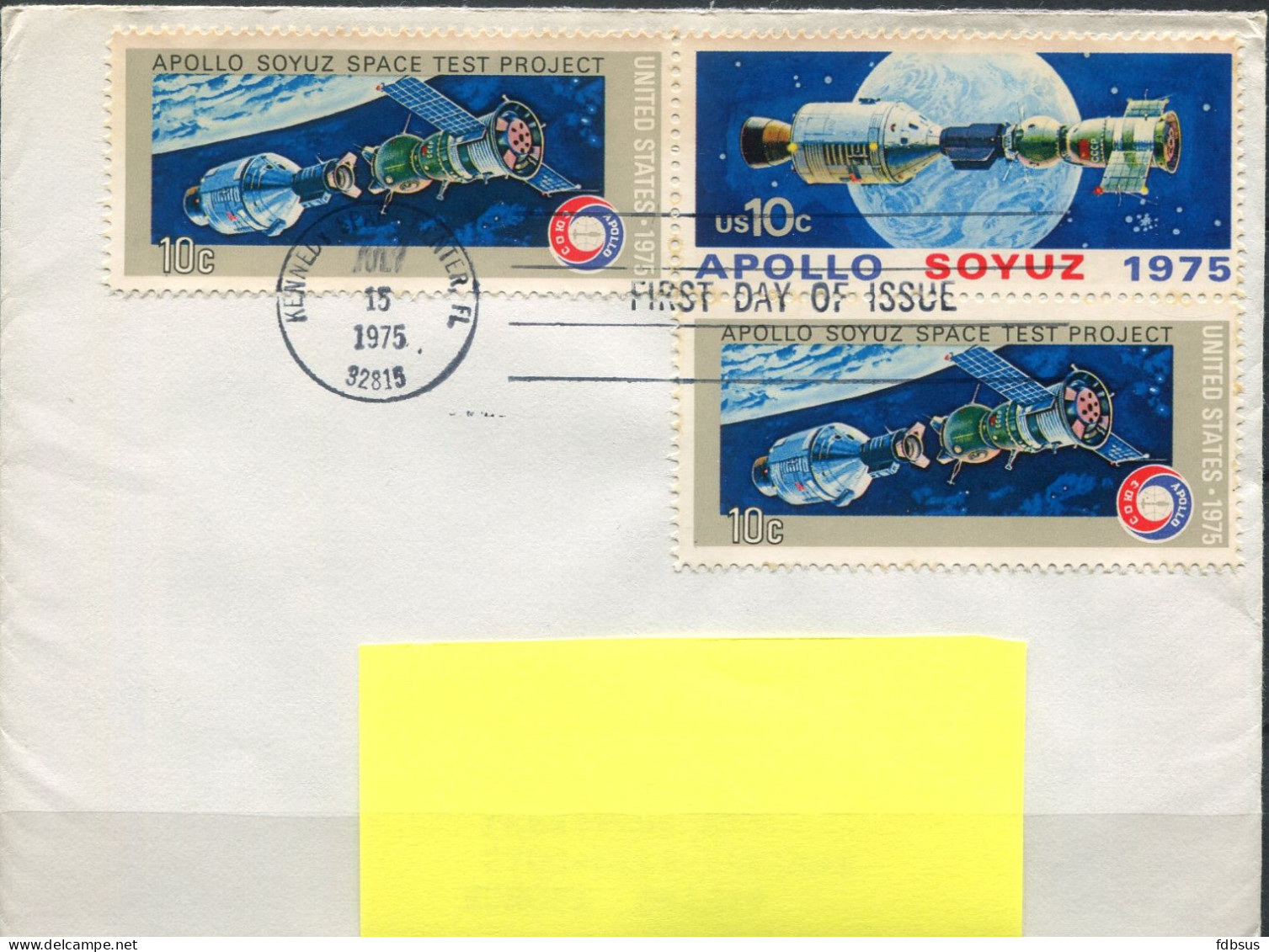 FDC Cover 15 July 1975 Kennedy Space Center - APOLLO SOYUZ SPACE TEST PROJECT -  Cover To Belgium - 1971-1980