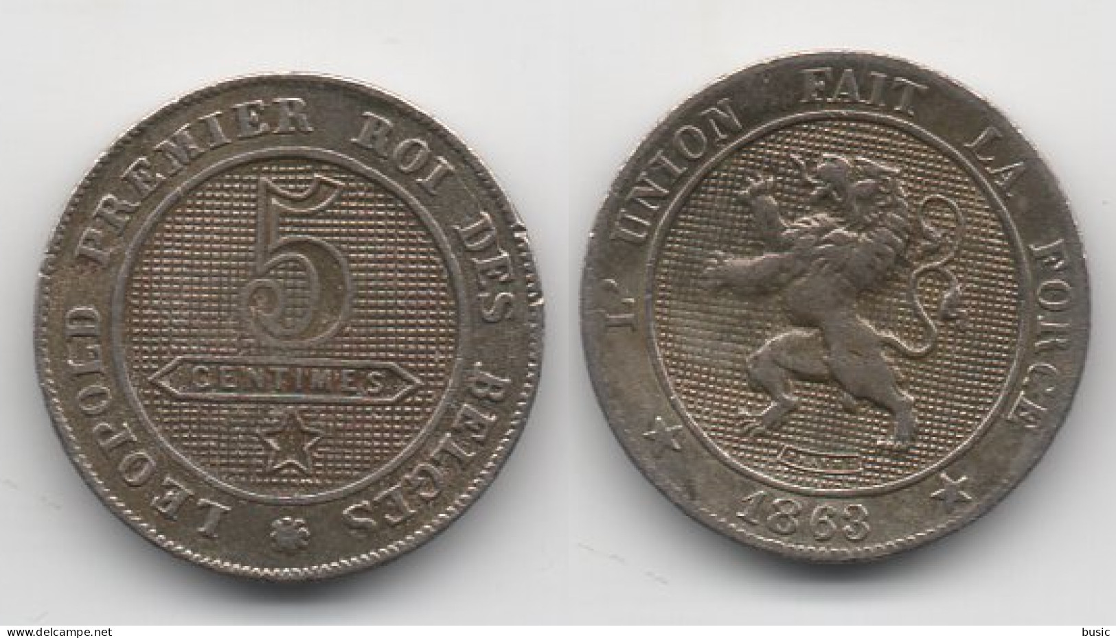 + BELGIQUE  + 5 CENTIMES 1863 + - 5 Cents