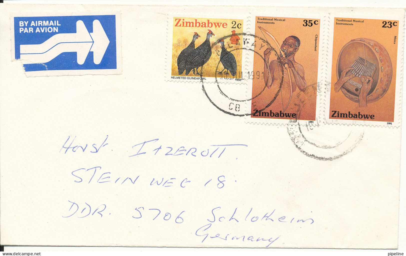 Zimbabwe Cover Sent Air Mail To Germany DDR 10-7-1991 Topic Stamps - Zimbabwe (1980-...)