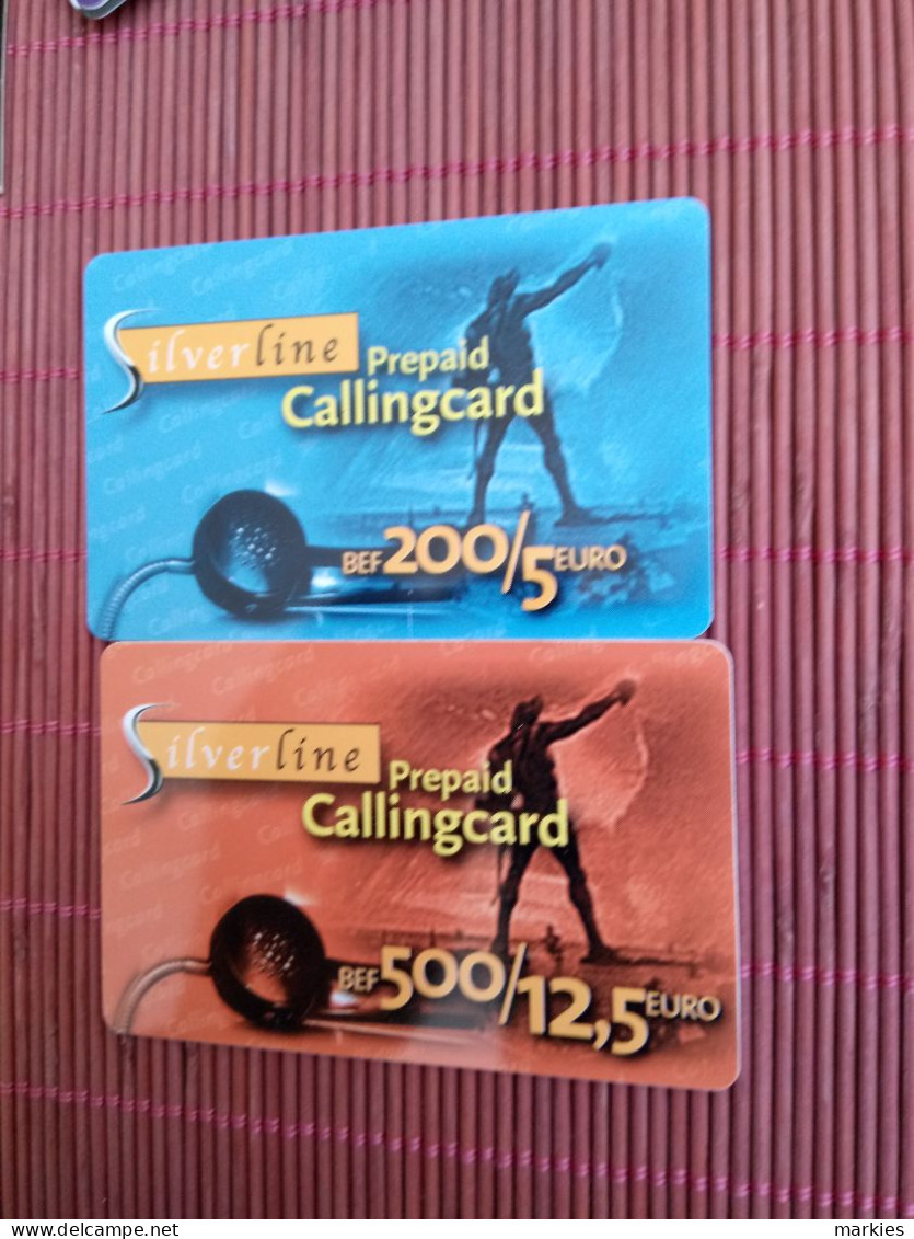 Silverline 2 Prepaidcards Belgium200bEF+500BEf Used Rare - GSM-Kaarten, Herlaadbaar & Voorafbetaald