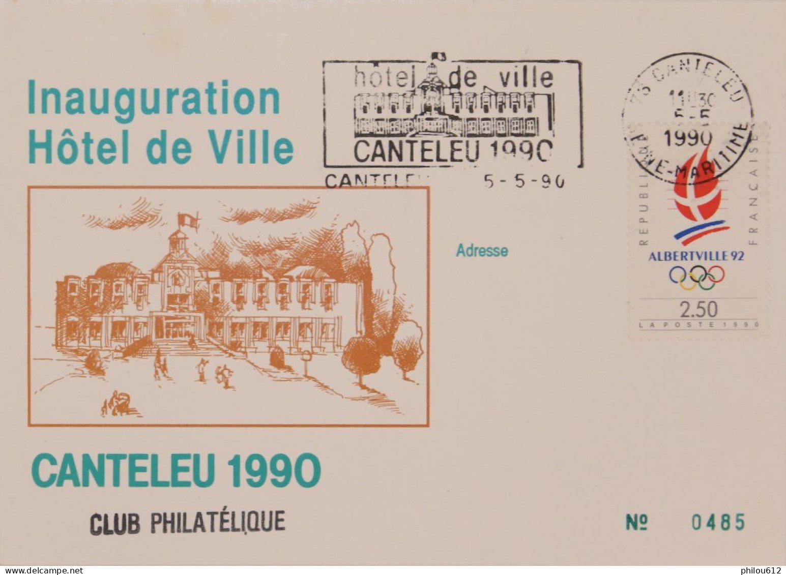 76 - Canteleu - Carte Postale Avec Flamme 1er Jour Inauguration Hôtel De Ville - 1990 - Canteleu