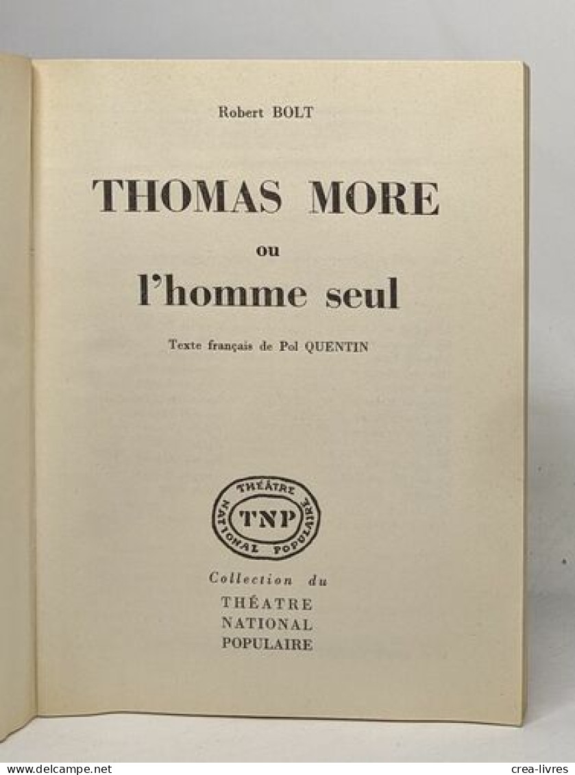 Thomas More Ou L'homme Seul - French Authors